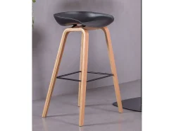 Banco*Nest Dream Banqueta nórdica com pés em madeira de faia (75cm) - Daxer - Preto
