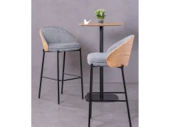 Banco*Nest Dream Banqueta nórdica em madeira de freixo e estofamento em algodão - Earth - Cinza Cinzento