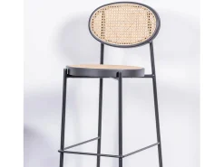 Banco*Nest Dream Banqueta vintage com design clássico em rattan natural - North - Preto