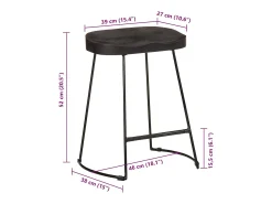 vidaxl Banquetas de Bar 2 pcs Pretas Madeira Maciça de Mangueira^ Banco