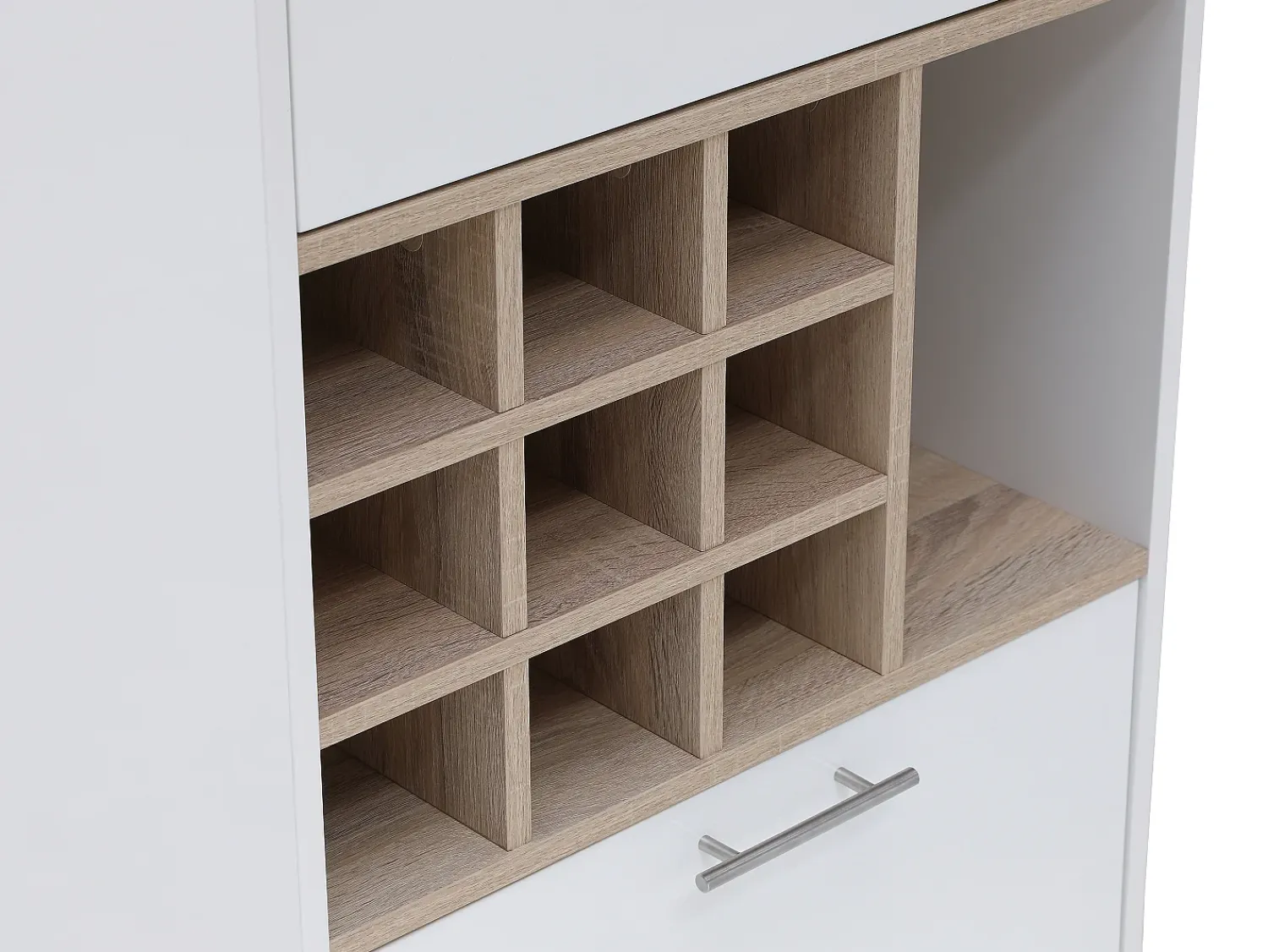 Móvel De Bar*Vente-unique Bar com espaço para armazenamento - Branco e natural - ANOSKI Natural claro / Branco