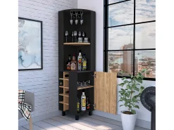 TuHome Bar de canto Kaia, com 1 porta e suporte para garrafas , 179.83 cm X 44.95 cm X 44.95 cm , Multicolor^ Móvel De Bar