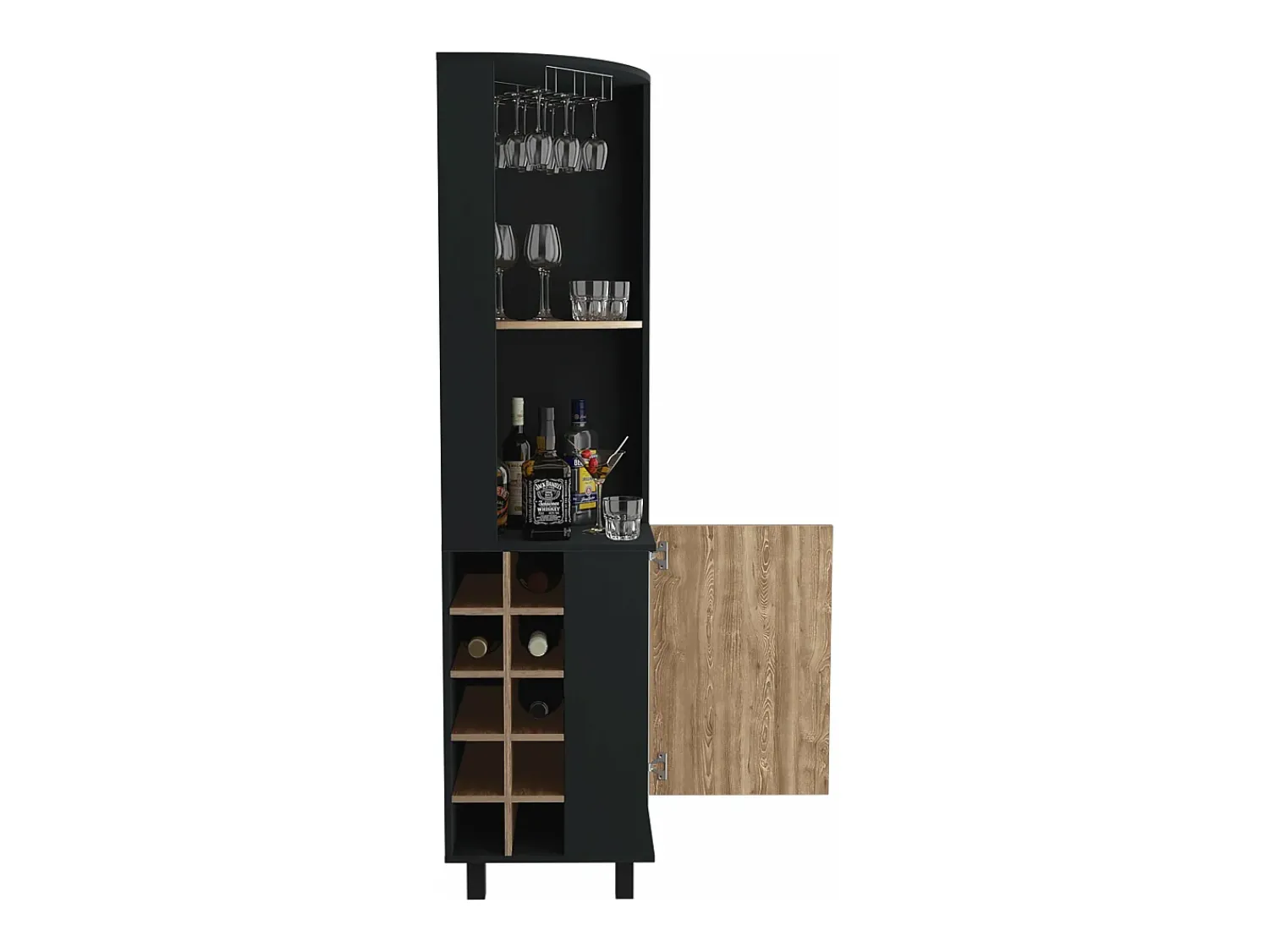 TuHome Bar de canto Kaia, com 1 porta e suporte para garrafas , 179.83 cm X 44.95 cm X 44.95 cm , Multicolor^ Móvel De Bar