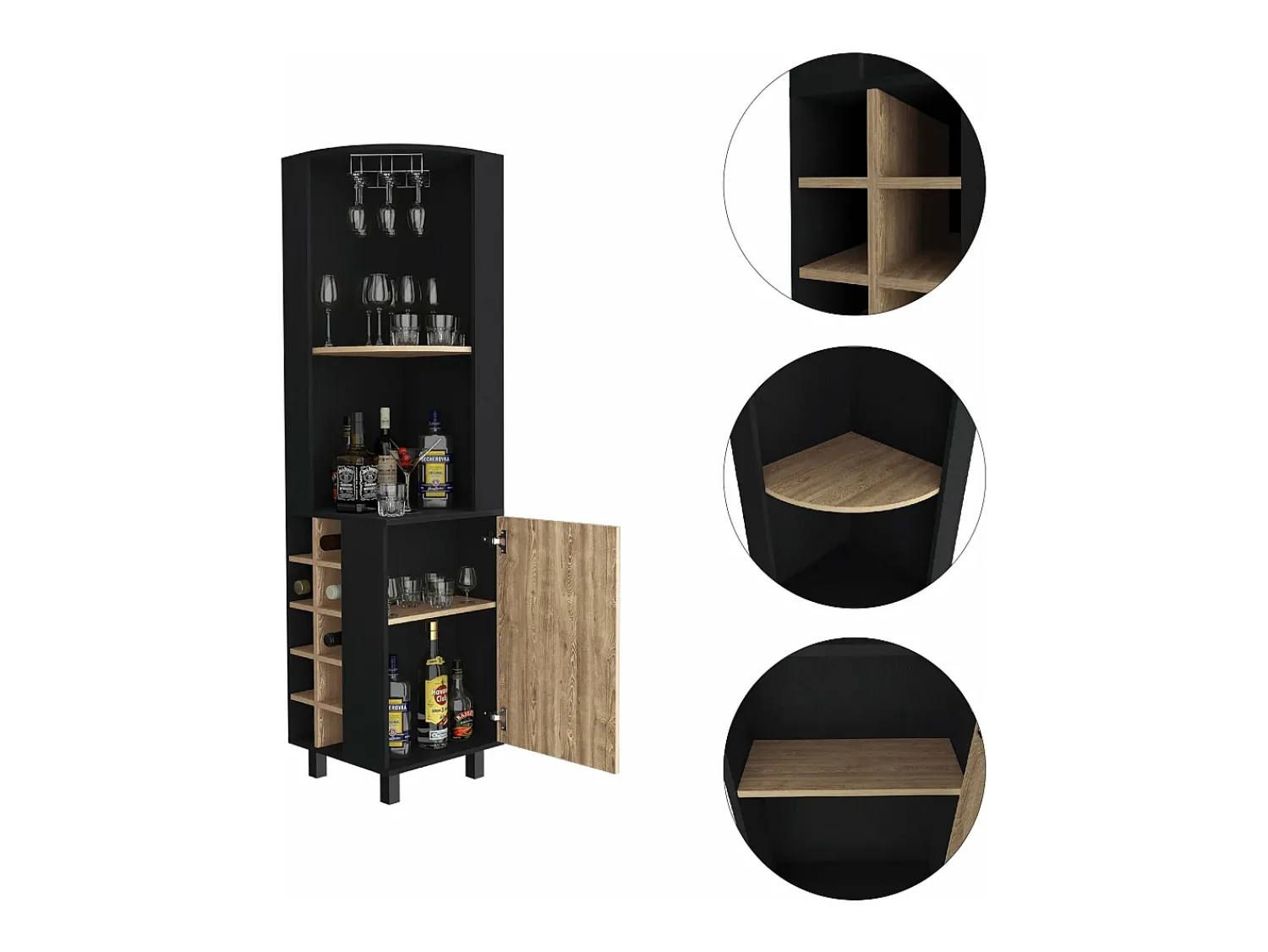 TuHome Bar de canto Kaia, com 1 porta e suporte para garrafas , 179.83 cm X 44.95 cm X 44.95 cm , Multicolor^ Móvel De Bar