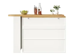 Best Hauss Spole Bar extensível com 2 gavetas e 2 portas - Tampo extensível com rodízios - e madeira Branco