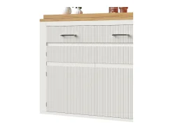 Best Hauss Spole Bar extensível com 2 gavetas e 2 portas - Tampo extensível com rodízios - e madeira Branco