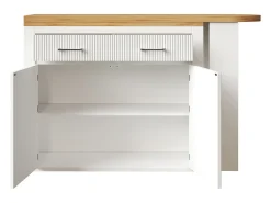 Best Hauss Spole Bar extensível com 2 gavetas e 2 portas - Tampo extensível com rodízios - e madeira Branco