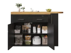 Hauss Spole Bar extensível com 2 gavetas e 2 portas - Tampo extensível com rodízios - e madeira^ Móvel De Bar