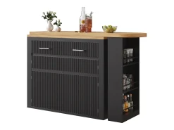 Hauss Spole Bar extensível com 2 gavetas e 2 portas - Tampo extensível com rodízios - e madeira^ Móvel De Bar