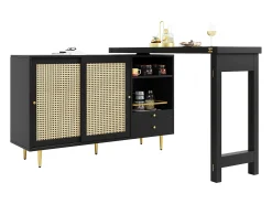 Hauss Spole Bar giratório com 2 portas de correr em rattan e gaveta -^ Móvel De Bar