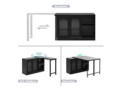 Sale Hauss Spole Bar giratório com 2 portas de vidro - Tampo reversível - Preto
