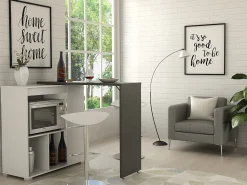 Móvel De Bar|Vente-unique Bar giratório com espaço de armazenamento - Branco e antracite - SATURN Cinzento / Branco