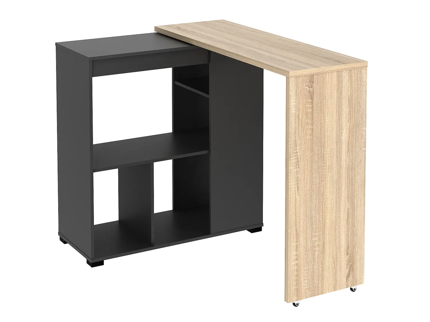 Móvel De Bar|Vente-unique Bar giratório com espaço para armazenamento - Natural e antracite - SATURN Cinza antracite / Natural claro
