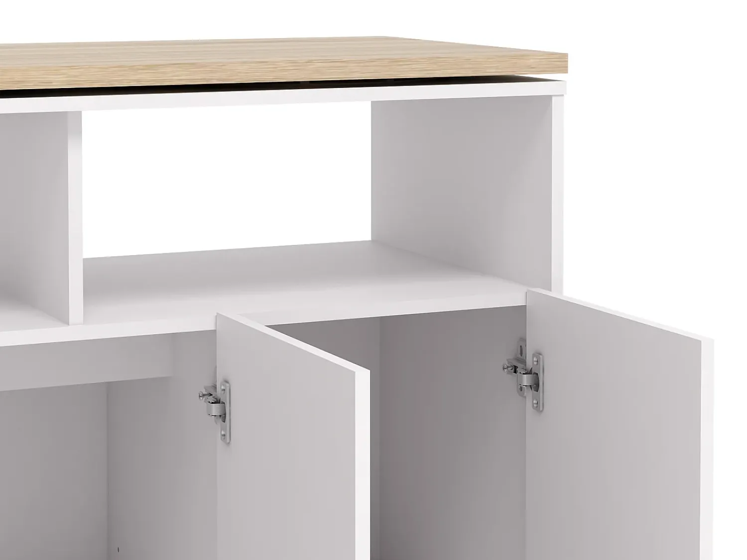 Móvel De Bar*Vente-unique Bar giratório com espaço para armazenamento - Branco e Natural - VINALO Natural claro / Branco