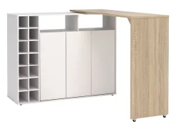 Móvel De Bar*Vente-unique Bar giratório com espaço para armazenamento - Branco e Natural - VINALO Natural claro / Branco