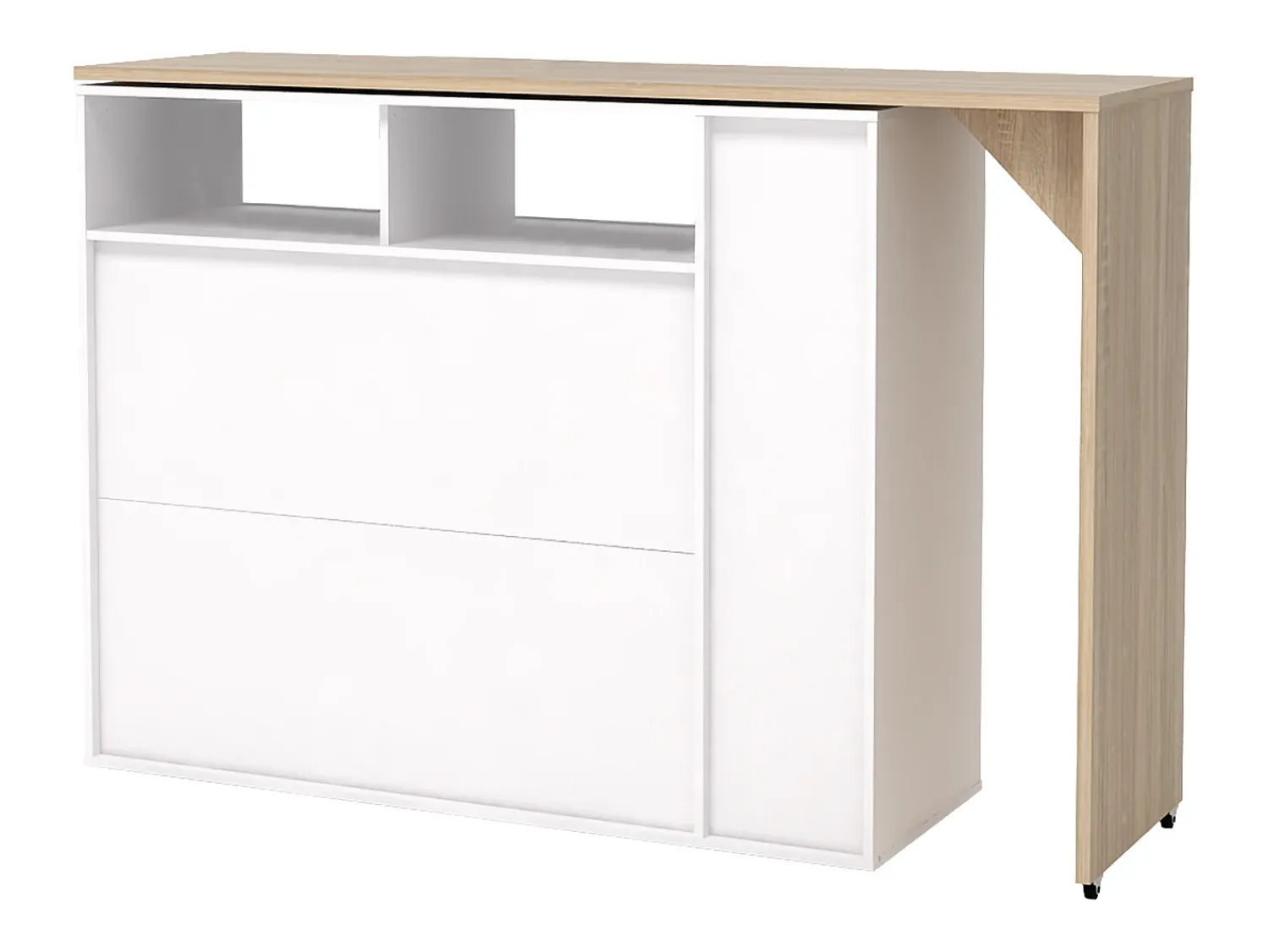 Móvel De Bar*Vente-unique Bar giratório com espaço para armazenamento - Branco e Natural - VINALO Natural claro / Branco