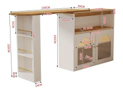 Hot Hauss Spole Bar giratório com iluminação LED e 2 portas de vidro - e natural Branco