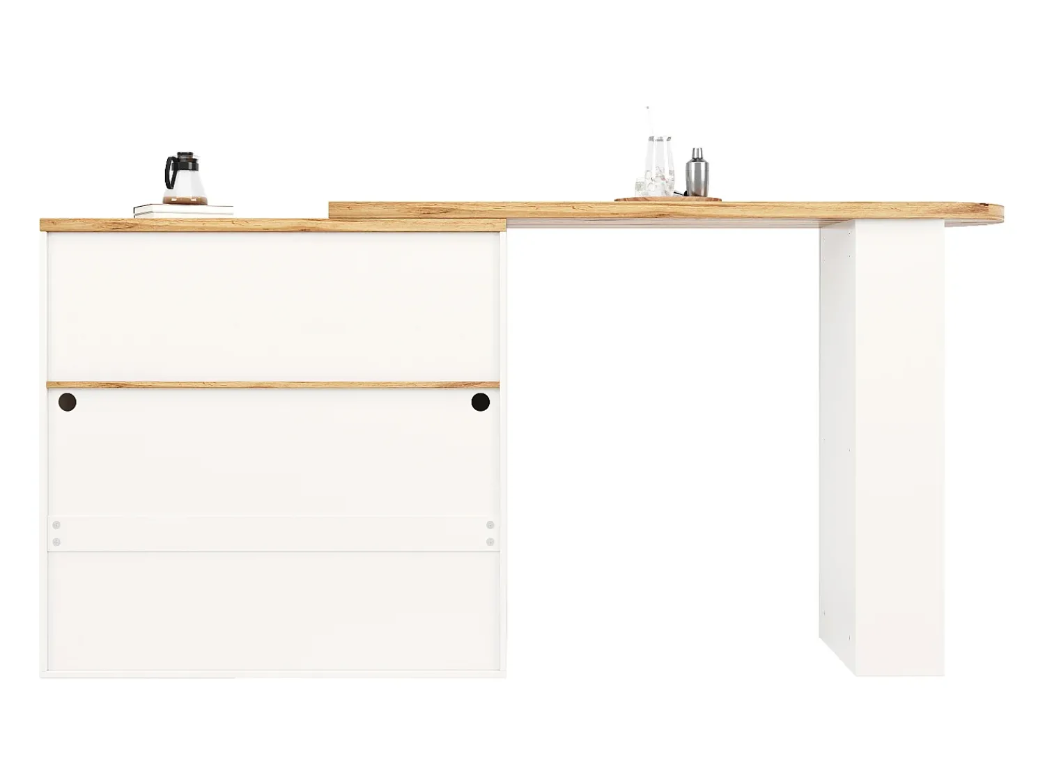 Hot Hauss Spole Bar giratório com iluminação LED e 2 portas de vidro - e natural Branco