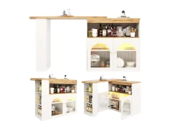 Hot Hauss Spole Bar giratório com iluminação LED e 2 portas de vidro - e natural Branco