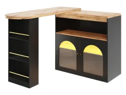 Móvel De Bar|Hauss Spole Bar giratório com iluminação LED e 2 portas de vidro - e bege claro Preto