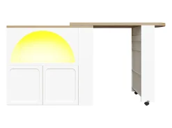 Móvel De Bar|Hauss Spole Bar giratório com iluminação LED e 2 portas - Porta arqueada branca Branco