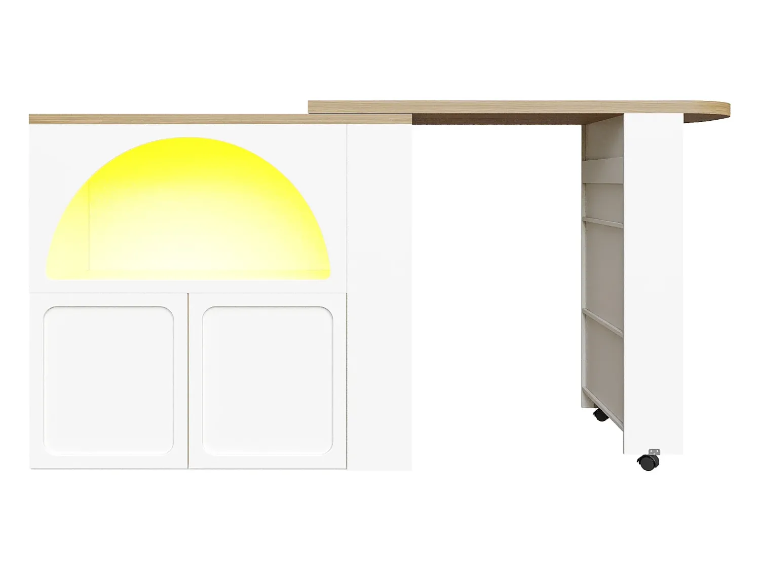 Móvel De Bar|Hauss Spole Bar giratório com iluminação LED e 2 portas - Porta arqueada branca Branco