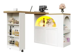 Móvel De Bar|Hauss Spole Bar giratório com iluminação LED e 2 portas - Porta arqueada branca Branco