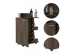 Sale TuHome Bar Trolley, carrinho de bar, com suporte para garrafas e rodas Cinzento
