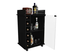 Móvel De Bar*TuHome Bar Trolley Dukat, com rodas e porta de vidro Preto