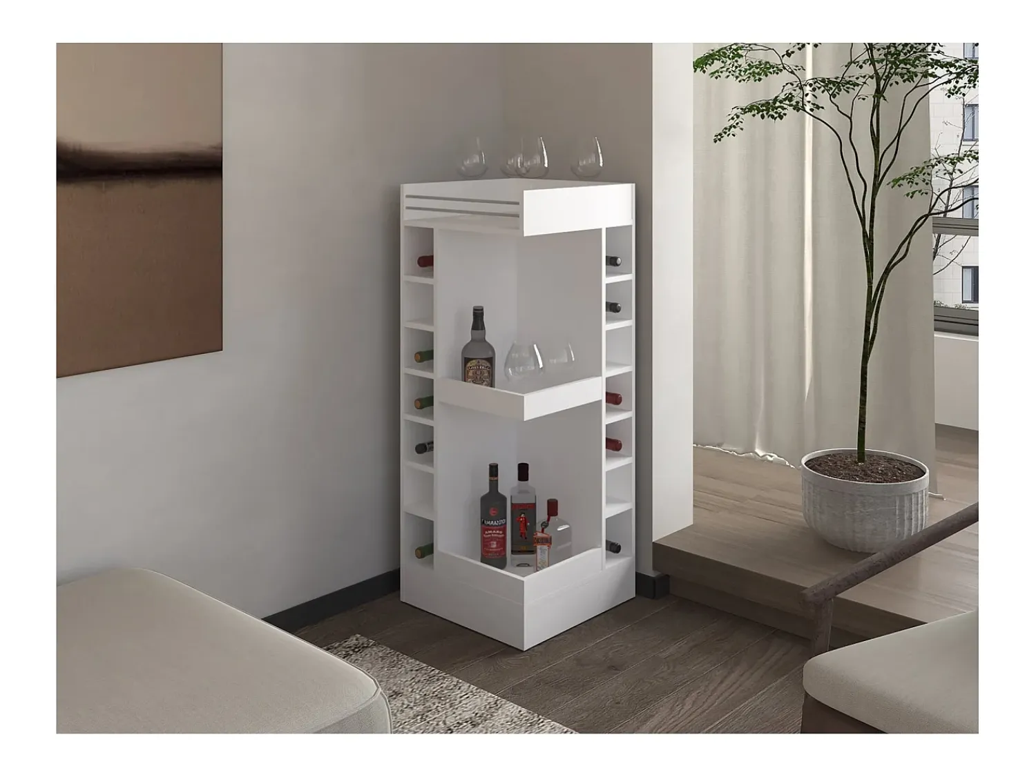 Acessórios De Arrumação|Acessório Vinho E Bar| Barra de esquina Lyman, MQZ Branco