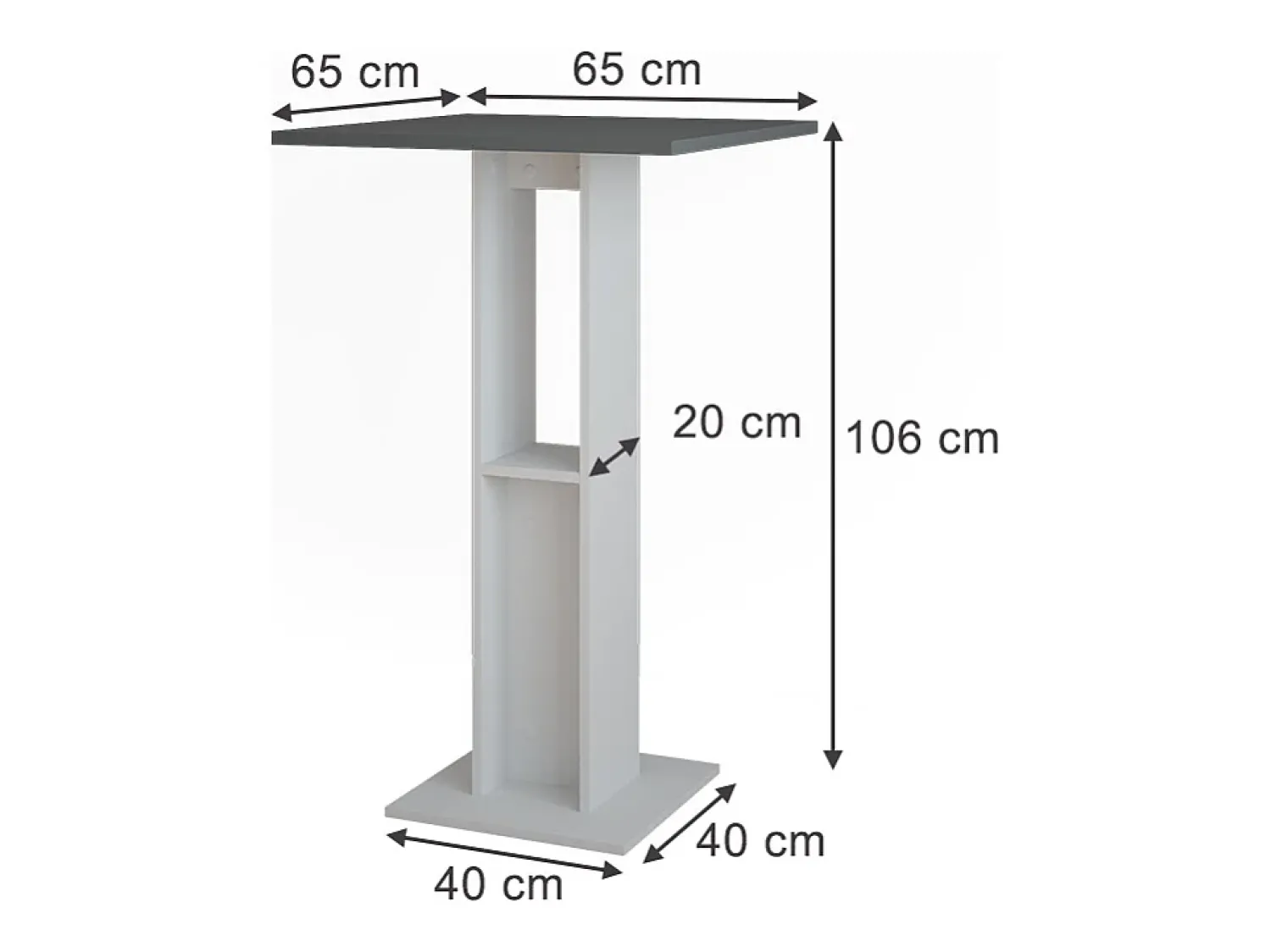 Sale Vicco Bartisch branco/antracite 65x65x106 repose Cinza antracite