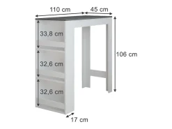 Móvel De Bar*Vicco Bartisch branco/antracite 45x110x106 repose Cinza antracite