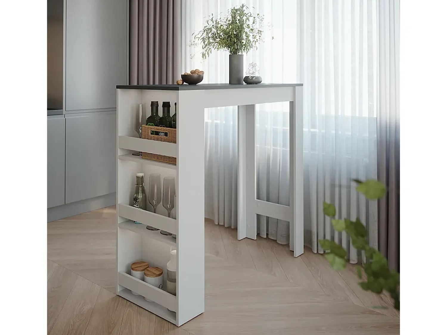 Móvel De Bar*Vicco Bartisch branco/antracite 45x110x106 repose Cinza antracite