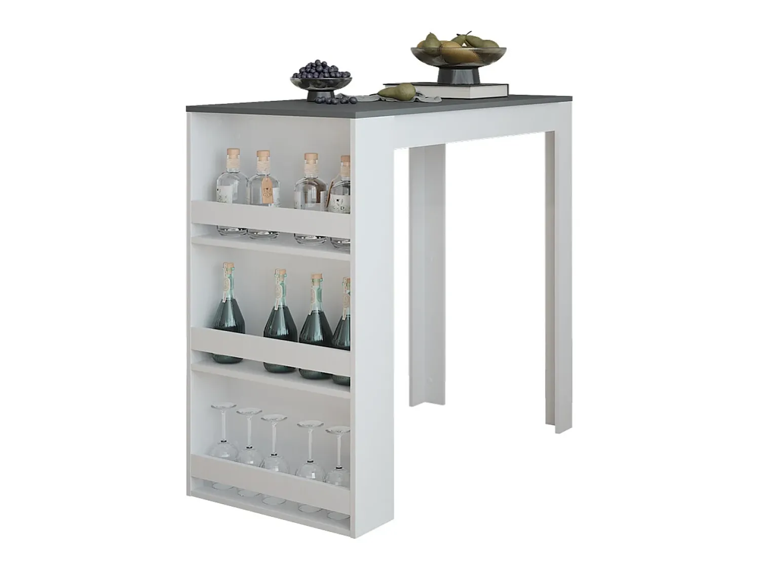Móvel De Bar*Vicco Bartisch branco/antracite 57x117x106 repose Cinza antracite