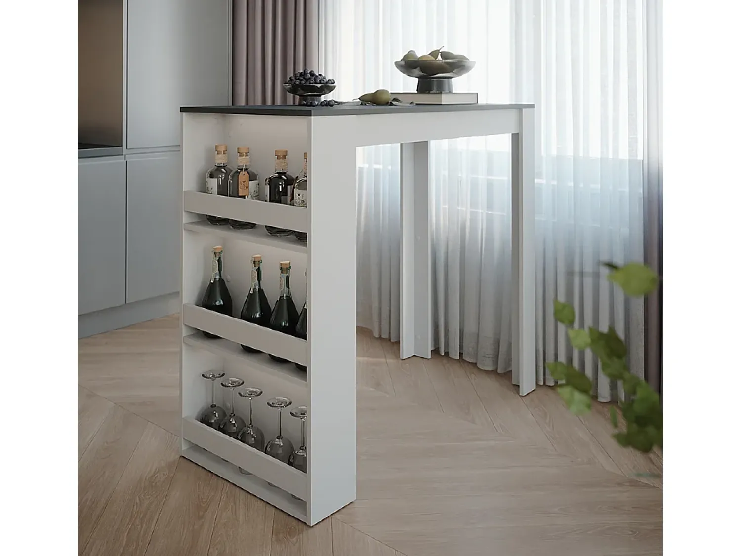 Móvel De Bar*Vicco Bartisch branco/antracite 57x117x106 repose Cinza antracite