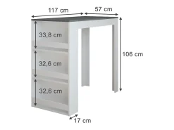 Móvel De Bar*Vicco Bartisch branco/antracite 57x117x106 repose Cinza antracite