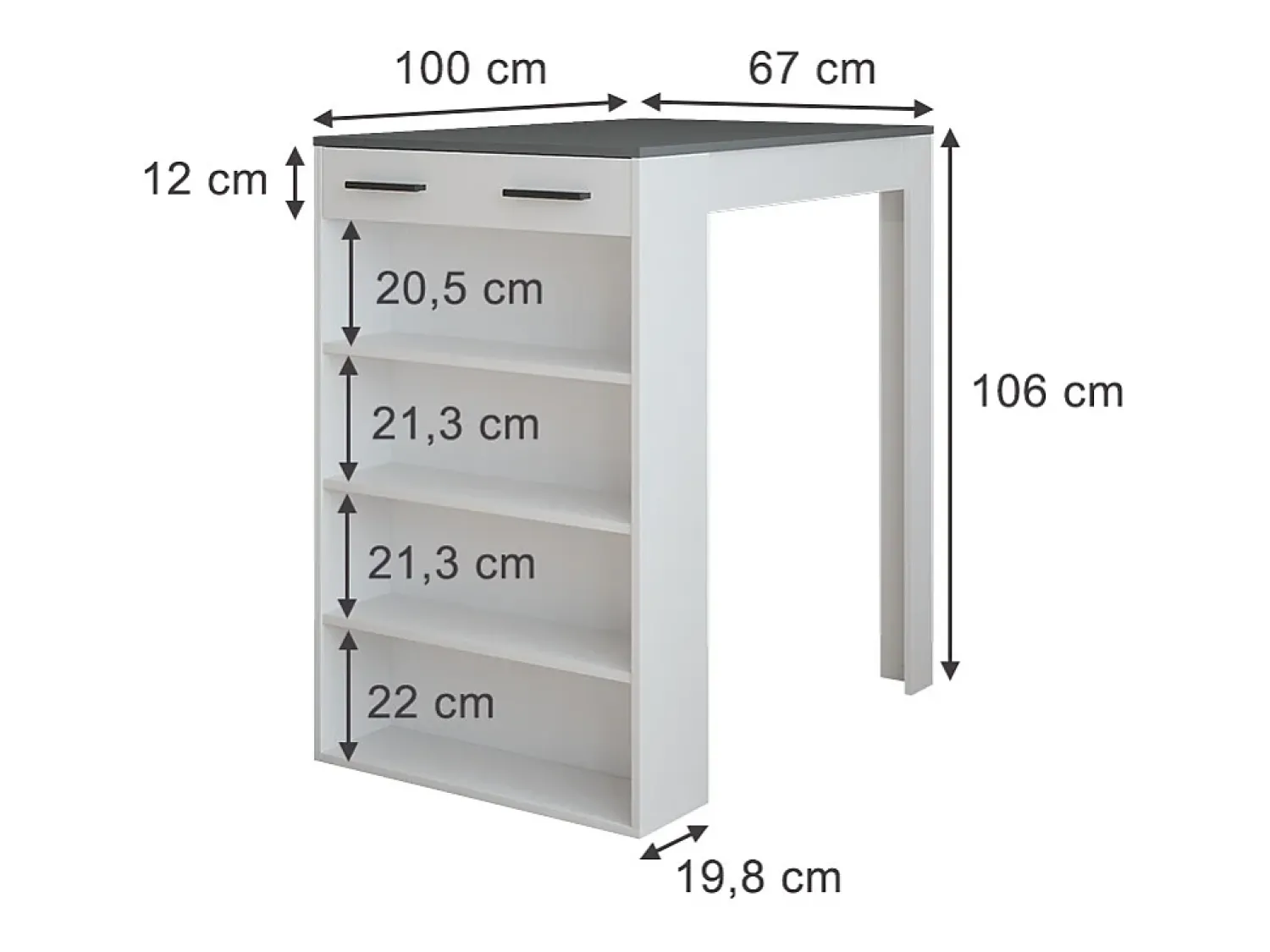 Hot Vicco Bartisch branco/antracite 67x100x106 repose Cinza antracite