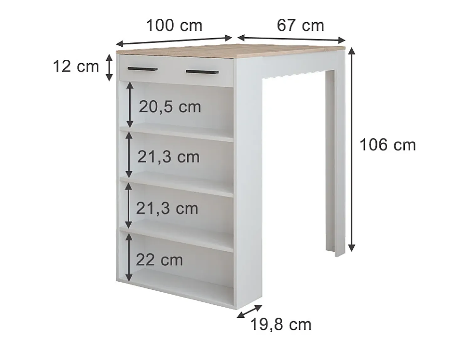 Móvel De Bar|Vicco Bartisch /sonoma 67x100x106 repose Branco