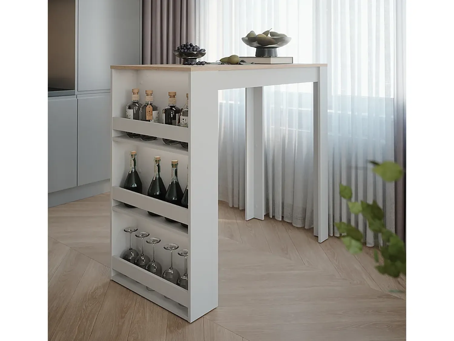 Móvel De Bar*Vicco Bartisch /sonoma 57x117x106 repose Branco