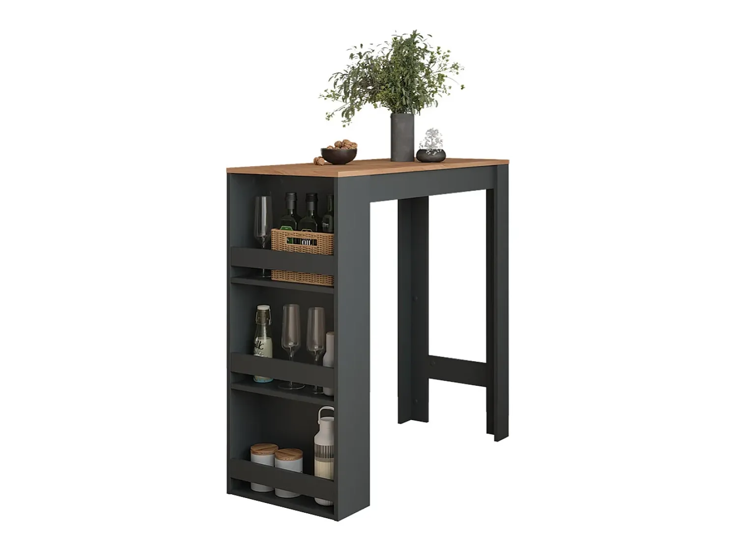Móvel De Bar|Vicco Bartisch carvalho antracite/goldkraft 45x110x106 repose Cinza antracite
