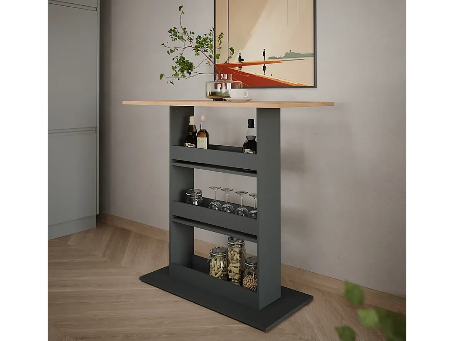 Vicco Bartisch carvalho goldkraft/antracite 110x55x106 repose Natural escuro