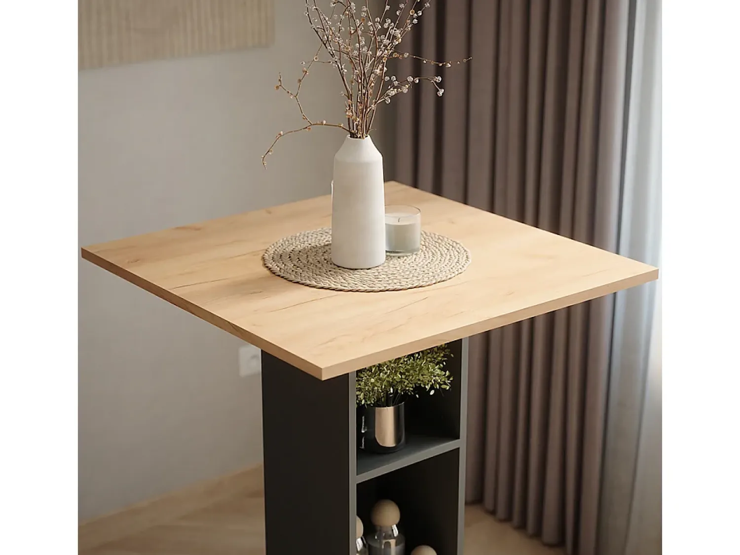 Móvel De Bar|Vicco Bartisch carvalho goldkraft/antracite 75x75x106 repose Natural escuro