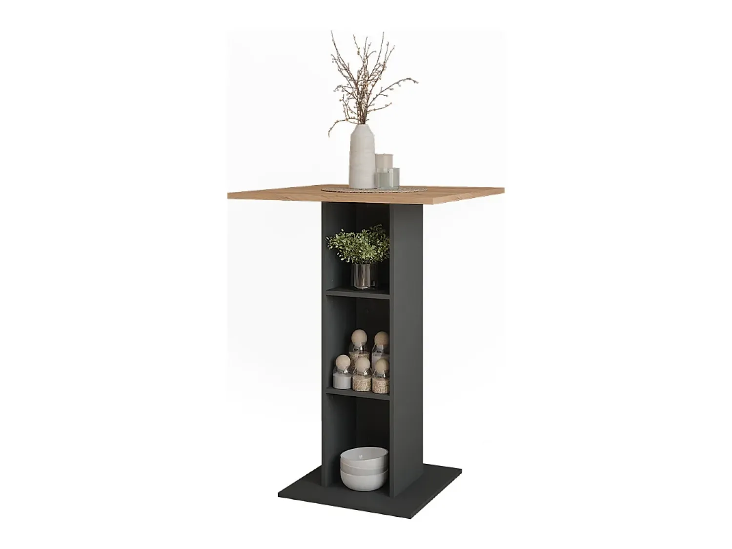 Móvel De Bar|Vicco Bartisch carvalho goldkraft/antracite 75x75x106 repose Natural escuro