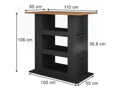 Móvel De Bar*Vicco Bartisch carvalho goldkraft/antracite 110x65x106 repose Natural escuro