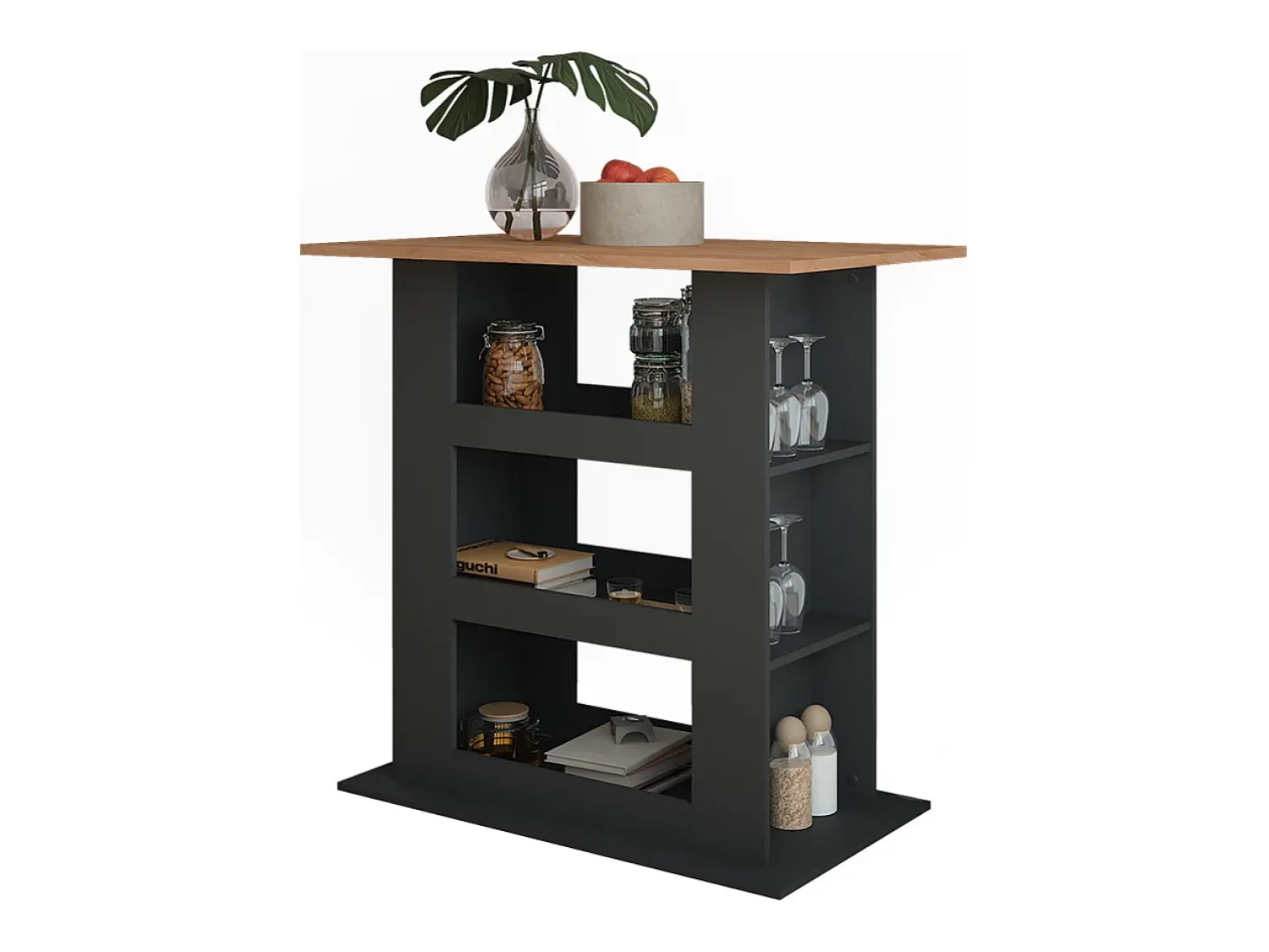 Móvel De Bar*Vicco Bartisch carvalho goldkraft/antracite 110x65x106 repose Natural escuro
