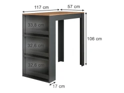 Móvel De Bar*Vicco Bartisch carvalho goldkraft/antracite 57x117x106 repose Natural escuro