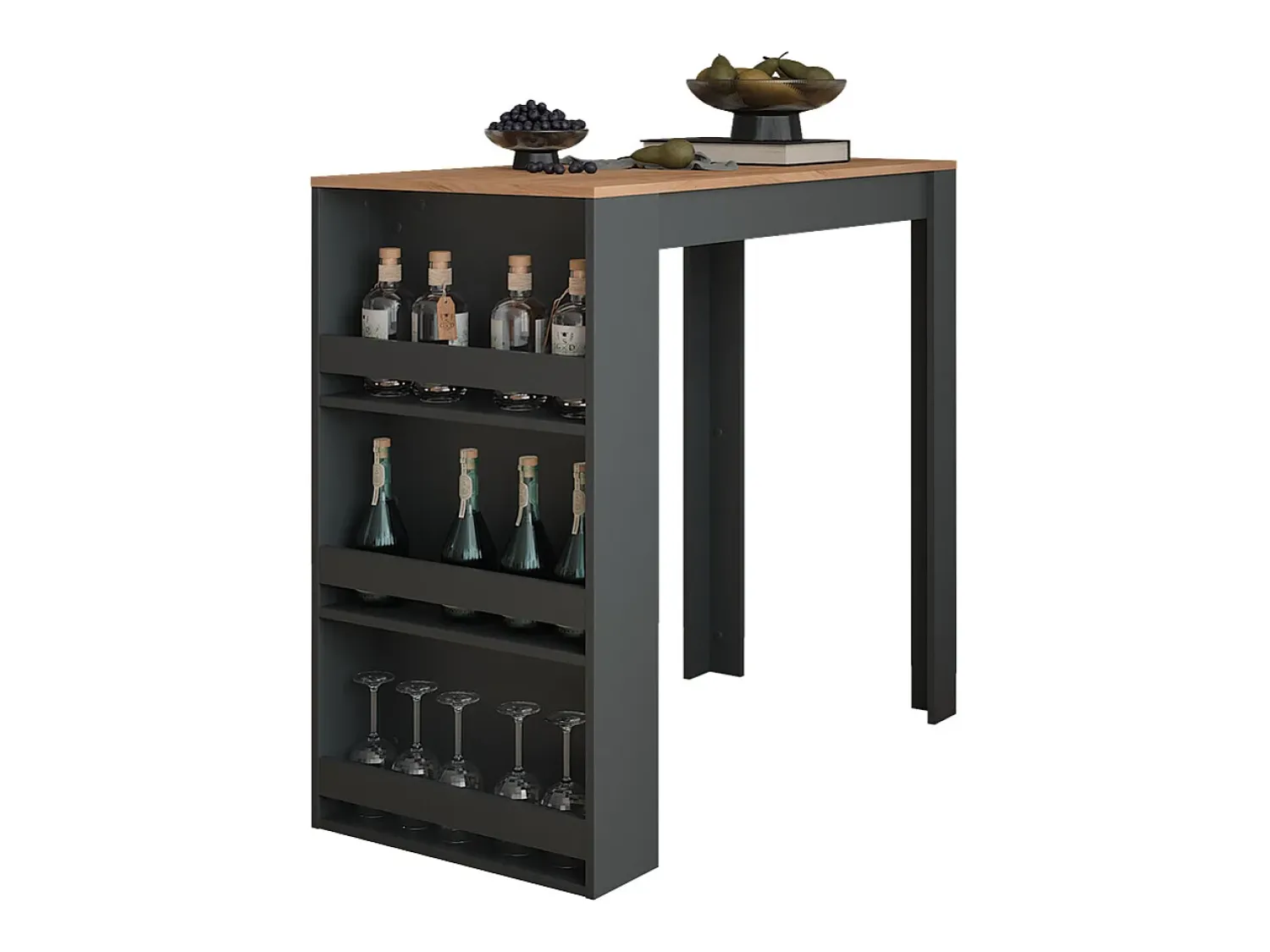 Móvel De Bar*Vicco Bartisch carvalho goldkraft/antracite 57x117x106 repose Natural escuro