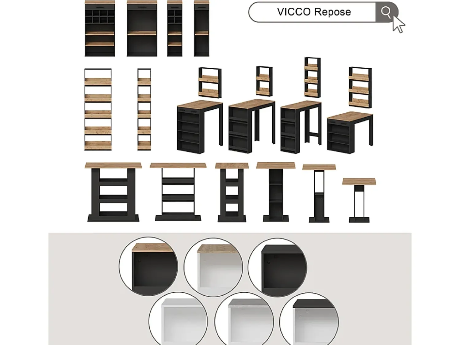 Vicco Bartisch-Set 75x75x106 repose^ Móvel De Bar