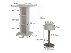 Vicco Bartisch-Set 75x75x106 repose^ Móvel De Bar