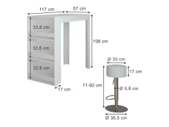 Móvel De Bar|Vicco Bartisch-Set 57x117x106 repose Branco